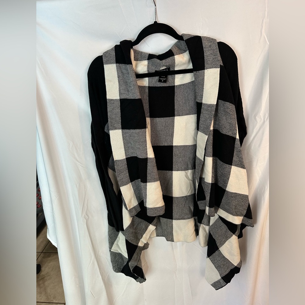 Torrid Buffalo Plaid Open Front Draped Cardigan Sweater SZ 2